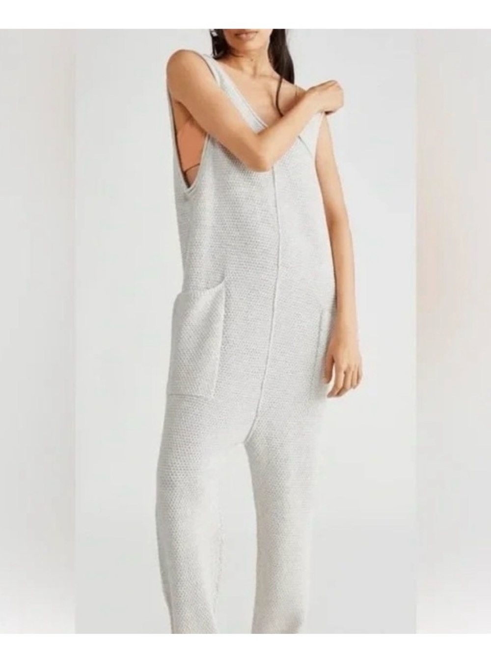 Hailee sweater jumpsuit Sleeveless Knit Jumpsuit in Light Gray Xs